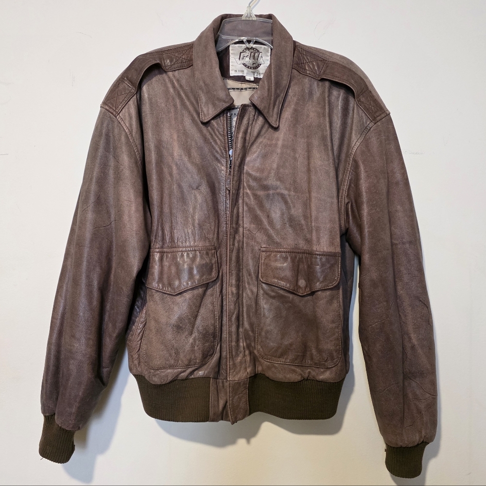 ​G-III Map Lining Leather Bomber Jacket Small Vintage 90s Archive Americana 🗺️✈